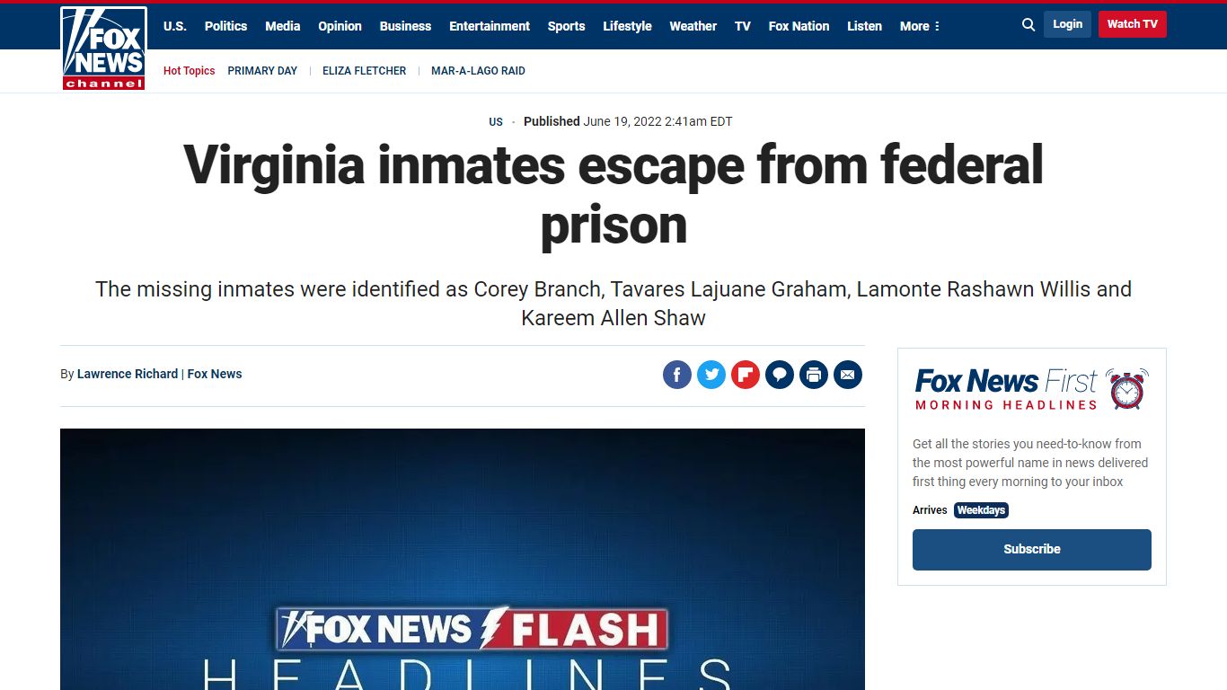 Virginia inmates escape from federal prison | Fox News