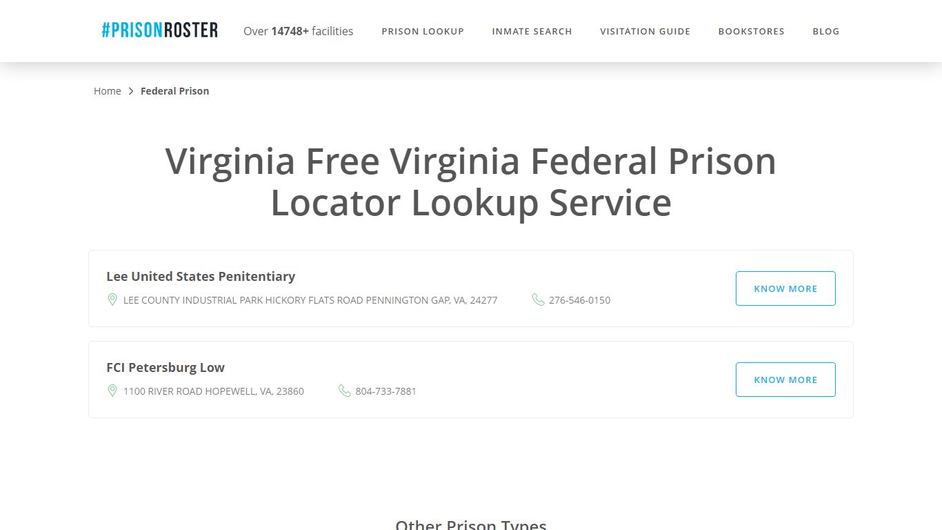 Virginia Federal Prison Inmate Lookup - Prisonroster